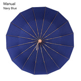 Vintage Umbrella 16 Bone Light Aluminum Alloy Rainy Solid Folding Windproof Large Umbrella Men Rain Women Gift Parasol