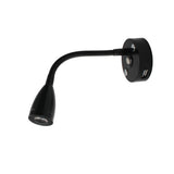 DC12V 24V RV Boat LED Reading Light Dimmable Flexible Gooseneck Wall Lamp for Truck Motorhome Yachts Cabin with USB Charger Port