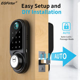 Smart Deadbolt Keyless Entry Electronic Touch Scree Front Bluetooth Tuya APP Control Card Passcode Ekeys Sharing Auto Door Lock