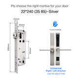 Waterproof European Style TTlock Bluetooth fingerprint access electronic Smart door lock For Aluminum Glass Door