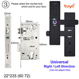 X1 Biometric Fingerprint Smart Electronic Door Lock Tuya APP Remotely IC Card Password Key Unlock Built-in Eight Language Voices