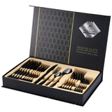 24Pcs Dinnerware Set Gold Cutlery Set Stainless Steel Steak Knife Fork Coffee Spoon Gift Box Flatware Set Kitchen Accessories