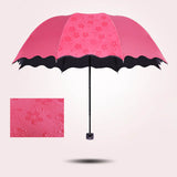 Folding Umbrella Bloom Flower in Rain Water Windproof Sunshade for Outdoor Sports Anti-UV Parasol NIN668