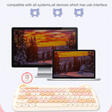 Lovely Cat 2.4G Wireless Mute Mini Keyboard Mouse Set Kit Girl Mix Color Oval 84 Key Cute Pink Purple Yellow For PC Laptop L1601