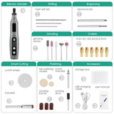 5 Speed Cordless Electric Mini Grinder Rotary Tool Drill Kit Accessories Set 12V 3000/6000/9000/12000/15000 RPM Engraving