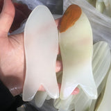 2pcs Natural Afghan Jade Gouache Scraper Face Massager Guasha Board Facial Body Acupuncture Therapy Spa Stone Massage Tools