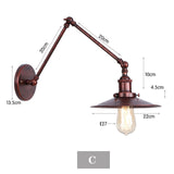 Black Rustic Vintage Swimming Arm Wall Lamp Retro Long Reading Lights on the Wall Adjustable Iron Applique Murale Luminaire Home