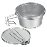 TOMSHOO Stainless Steel Sierra Cup Bowl with Mesh Strainer Colander and Lid for Camping Hiking Backpacking Cups Picnic Cookware