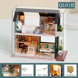 CUTEBEE DIY Dollhouse Kit Wooden Doll Houses Miniature Dollhouse Furniture Kit with LED Toys for children Christmas Gift QL02
