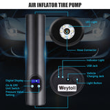 Rechargeable 12V 150 PSI Tire Pump Portable Compressor Mini Air Inflator Digital LCD Pressure Gauge for Car Bicycle Tires Balls