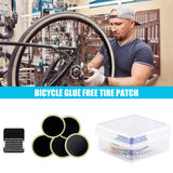 Bicycle Tire Repair Tool Kit Portable MTB Mountain Bike Glue-free Type Rubber Mend Patch with Sandpaper Storage Box