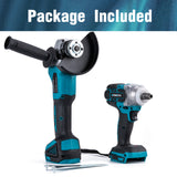 1/2 Brushless Cordless Impact Wrench  Angle Grinder Combination Compatible With 1830, 1840... For Household Diy Without Battery