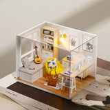 Mini Doll House Casa Free Dust Cover Diy Wooden Doll House Miniatures Kit Dollhouse Furniture Accessories Toys for Children Gift