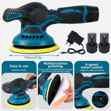 Cordless Car Polisher Hand-held Portable 12V Battery Powered Electric Polishing Machine with 6 Adjustable Speed Car Waxing Tool