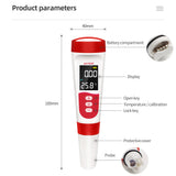 Professional Temp PH Meter Digital Water Quality Purity Tester Temperature Pen Acidometer Detector for Pool Laboratory Aquarium