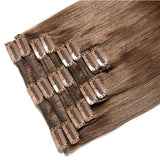 Human wig female long straight hair clip hair eight-piece set of human hair extension piece human hair