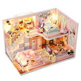 CUTEBEE DIY Doll House Wooden Doll Houses Miniature Dollhouse Furniture Kit with LED Toys for Children Christmas Gift  L023