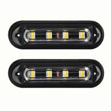 2pcs/lot Amber 4 LED Car Warning Light Flashing Lamp Emergency Beacon Light Bar Hazard Strobe Light Waterproof Light 12V~24V