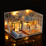 CUTEBEE DIY Doll House Wooden Doll Houses Miniature Dollhouse Furniture Kit with LED Toys for Children Christmas Gift  L023