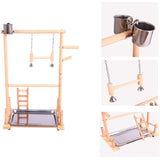 Parrot Play Stands with Cup Toys Tray Bird Swing Climbing Hanging Ladder Bridge Wood Cockatiel Playground Bird Perches