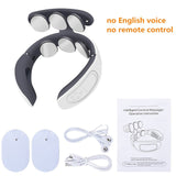 6 Head Neck Massager with Remote control English voice massage Infrared Heating Pulse Neck and Back Massager Head Massager Gift