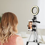 Camera Tripod Stand Dimmable LED Studio Camera Ring Fill Light Tripod Stands Video Live Photo Lights With Holder