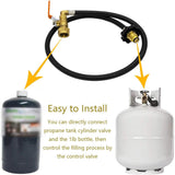 Propane Refill Adapter Hose 39.3in Propane Extension Hose Propane Refill Hose with ON-Off Control Valve For Outdoor Camping