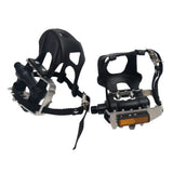 1pair Self Lock Harness Adjustable Strap Professional Non Slip Cycling Spin Bike Pedal With Toe Clip Fixed Gear Indoor Exercise