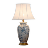 New Chinese Classical Porcelain Table Lamp Foyer Bed Room Blue and White Ceramic Europrean Desk Reading Night Light D30