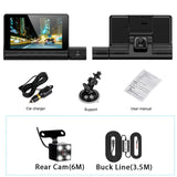 1080P Car DVR 3 Camera Lens Dashcam 1080P HD 4 Inch Touch Screen Auto Video Recorder Front Rear View 24h Vehicle Black Box