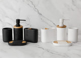 Bathroom Accessories Set - 4-Piece Bathroom Gift Set with Soap Dispenser, Glass, Soap Dish, Home Toothbrush Holder (White)