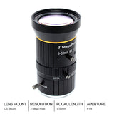 1/2.5 inch 3MP 5-50mm C-Mount Zoom Lens for IMX477 Raspberry Pi HQ Camera, with C-CS Adapter
