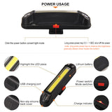 Waterproof Riding Bicycle LED Taillights Bike COB Warning Light USB Rechargeable Monochrome Double Color Taillights