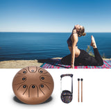 5.5 Inch Mini 8-Tone Steel Tongue Drum Standard C Key Percussion Instrument Hand Pan Drum with Drum Mallets Carry Bag