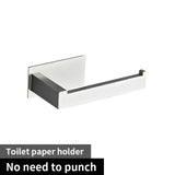 Stainless Steel Silver Bathroom Hardware Set Towel Rack Toilet Paper Holder Towel Bar Hook Bathroom Accessories Don't Drilling