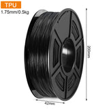 TPU Filament 1.75mm 0.5kg High Accuracy Flexible TPU 3D Printer Filament for Printing Keyrings Insoles Mobile Phone Cases