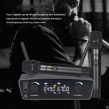TW-300 UHF High-Fidelity Wireless One with Two Microphones One Key FM Dual Wireless Receiver LED Display-US PLUG