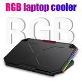 RGB Laptop Cooler 12-17 Inch 5 Fan Gaming Laptop Cooling Pad Dual USB Port Adjustable Laptop Stand Mute Cooling Fan