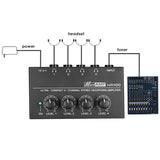 Eu Plug,Ha400 Ultra-Compact 4 Channels Mini Audio Stereo Headphone Amplifier With Power Adapter Black