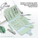 16pcs Manicure Tool Kit Portable Nail Clippers Set with Ear Spoon  Nail File Trimmer Eyebrow Scissors Dead Skin Removal Tool