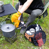 Waterproof Picnic Basket Cooler Storage Bag Camping Cookware Tote Pouch Large Round Canvas Thermal Cooler Bag