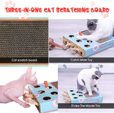 2022 New Cat Toy Chase Hunt Mouse Cat Game Box 3 in 1 with Scratcher Funny Cat Stick Cat Hit Gophers Interactive Maze Tease Toy