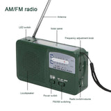 Portable AM/FM Radio Plastic Outdoor Emergency Solar Hand Crank Radio Support Flashlight Mobile Phone Charging