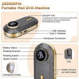 Professional Rechargeable 35000RPM Nail Drill Machine for Acrylic Nails Electric Nail File for Manicure Pedicure Shape Polish