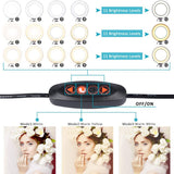 Camera Tripod Stand Dimmable LED Studio Camera Ring Fill Light Tripod Stands Video Live Photo Lights With Holder