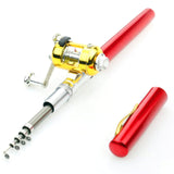 Portable Pocket Telescopic Mini Fishing Rod Pole Pen Shape Folded Fishing Rod With Reel Wheel For Outdoor River Lake Fishing