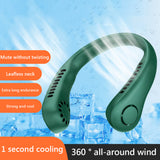 1800mAh Hanging Neck Fan USB Rechargeable Summer Cooling Fans Outdoor Sports Leafless Mute Sports Fans Wearable Neckband Fan