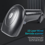 USB Barcode Scanner 1D Handheld Wired Bar Code Reader with Stand Support Paper Code Compatible with Windows Android Linux System