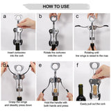 Portable Stainless Steel Air Pump Wine Bottle Opener Safe Pin Cork Remover Air Pressure Corkscrew Kitchen Tools Bar Accessories
