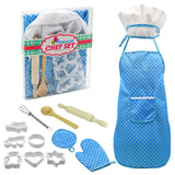 Kids Cooking and Baking Set 18 PCS with Chef Hat Apron Oven Mitt Pan Kitchen Utensils Children Chef Role Playset Educational toy